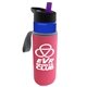 a blue bottle & violet lid & hot pink insulator the wave - 24 oz tritan(tm) bottle with flip straw lid and insulator caddy
