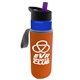 a blue bottle & violet lid & orange insulator the wave - 24 oz tritan(tm) bottle with flip straw lid and insulator caddy