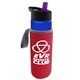 a blue bottle & violet lid & red insulator the wave - 24 oz tritan(tm) bottle with flip straw lid and insulator caddy
