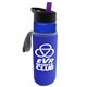 a blue bottle & violet lid & blue insulator the wave - 24 oz tritan(tm) bottle with flip straw lid and insulator caddy