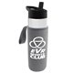 a clear bottle & black lid & heather gray insulator the wave - 24 oz tritan(tm) bottle with flip straw lid and insulator caddy
