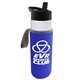 a clear bottle & black lid & blue insulator the wave - 24 oz tritan(tm) bottle with flip straw lid and insulator caddy