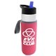 a clear bottle & blue lid & hot pink insulator the wave - 24 oz tritan(tm) bottle with flip straw lid and insulator caddy