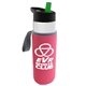 a clear bottle & green lid & hot pink insulator the wave - 24 oz tritan(tm) bottle with flip straw lid and insulator caddy