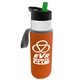 a clear bottle & green lid & orange insulator the wave - 24 oz tritan(tm) bottle with flip straw lid and insulator caddy