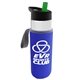 a clear bottle & green lid & blue insulator the wave - 24 oz tritan(tm) bottle with flip straw lid and insulator caddy