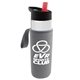 a clear bottle & red lid & heather gray insulator the wave - 24 oz tritan(tm) bottle with flip straw lid and insulator caddy