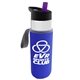 a clear bottle & violet lid & blue insulator the wave - 24 oz tritan(tm) bottle with flip straw lid and insulator caddy