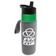 a green bottle & black lid & heather gray insulator the wave - 24 oz tritan(tm) bottle with flip straw lid and insulator caddy