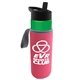 a green bottle & black lid & hot pink insulator the wave - 24 oz tritan(tm) bottle with flip straw lid and insulator caddy