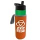 a green bottle & black lid & orange insulator the wave - 24 oz tritan(tm) bottle with flip straw lid and insulator caddy