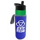 a green bottle & black lid & blue insulator the wave - 24 oz tritan(tm) bottle with flip straw lid and insulator caddy