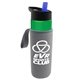 a green bottle & blue lid & heather gray insulator the wave - 24 oz tritan(tm) bottle with flip straw lid and insulator caddy