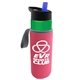a green bottle & blue lid & hot pink insulator the wave - 24 oz tritan(tm) bottle with flip straw lid and insulator caddy