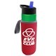 a green bottle & blue lid & red insulator the wave - 24 oz tritan(tm) bottle with flip straw lid and insulator caddy