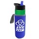 a green bottle & blue lid & blue insulator the wave - 24 oz tritan(tm) bottle with flip straw lid and insulator caddy