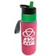 a green bottle & green lid & hot pink insulator the wave - 24 oz tritan(tm) bottle with flip straw lid and insulator caddy