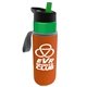 a green bottle & green lid & orange insulator the wave - 24 oz tritan(tm) bottle with flip straw lid and insulator caddy