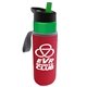 a green bottle & green lid & red insulator the wave - 24 oz tritan(tm) bottle with flip straw lid and insulator caddy