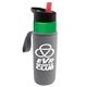 a green bottle & red lid & heather gray insulator the wave - 24 oz tritan(tm) bottle with flip straw lid and insulator caddy