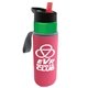 a green bottle & red lid & hot pink insulator the wave - 24 oz tritan(tm) bottle with flip straw lid and insulator caddy