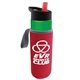 a green bottle & red lid & red insulator the wave - 24 oz tritan(tm) bottle with flip straw lid and insulator caddy