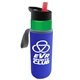 a green bottle & red lid & blue insulator the wave - 24 oz tritan(tm) bottle with flip straw lid and insulator caddy