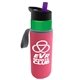 a green bottle & violet lid & hot pink insulator the wave - 24 oz tritan(tm) bottle with flip straw lid and insulator caddy