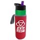 a green bottle & violet lid & red insulator the wave - 24 oz tritan(tm) bottle with flip straw lid and insulator caddy
