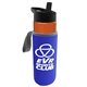 a orange bottle & black lid & blue insulator the wave - 24 oz tritan(tm) bottle with flip straw lid and insulator caddy