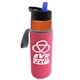 a orange bottle & blue lid & hot pink insulator the wave - 24 oz tritan(tm) bottle with flip straw lid and insulator caddy