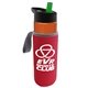 a orange bottle & green lid & red insulator the wave - 24 oz tritan(tm) bottle with flip straw lid and insulator caddy