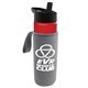 a red bottle & black lid & heather gray insulator the wave - 24 oz tritan(tm) bottle with flip straw lid and insulator caddy