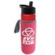 a red bottle & black lid & hot pink insulator the wave - 24 oz tritan(tm) bottle with flip straw lid and insulator caddy