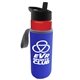 a red bottle & black lid & blue insulator the wave - 24 oz tritan(tm) bottle with flip straw lid and insulator caddy