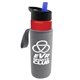 a red bottle & blue lid & heather gray insulator the wave - 24 oz tritan(tm) bottle with flip straw lid and insulator caddy