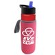 a red bottle & blue lid & hot pink insulator the wave - 24 oz tritan(tm) bottle with flip straw lid and insulator caddy