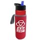 a red bottle & blue lid & red insulator the wave - 24 oz tritan(tm) bottle with flip straw lid and insulator caddy