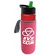 a red bottle & green lid & hot pink insulator the wave - 24 oz tritan(tm) bottle with flip straw lid and insulator caddy