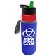 a red bottle & green lid & blue insulator the wave - 24 oz tritan(tm) bottle with flip straw lid and insulator caddy