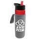 a red bottle & red lid & heather gray insulator the wave - 24 oz tritan(tm) bottle with flip straw lid and insulator caddy