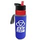 a red bottle & red lid & blue insulator the wave - 24 oz tritan(tm) bottle with flip straw lid and insulator caddy