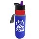 a red bottle & violet lid & blue insulator the wave - 24 oz tritan(tm) bottle with flip straw lid and insulator caddy