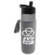a smoke bottle & black lid & heather gray insulator the wave - 24 oz tritan(tm) bottle with flip straw lid and insulator caddy