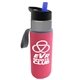 a smoke bottle & blue lid & hot pink insulator the wave - 24 oz tritan(tm) bottle with flip straw lid and insulator caddy