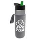 a smoke bottle & green lid & heather gray insulator the wave - 24 oz tritan(tm) bottle with flip straw lid and insulator caddy