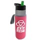 a smoke bottle & green lid & hot pink insulator the wave - 24 oz tritan(tm) bottle with flip straw lid and insulator caddy