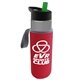 a smoke bottle & green lid & red insulator the wave - 24 oz tritan(tm) bottle with flip straw lid and insulator caddy