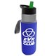 a smoke bottle & green lid & blue insulator the wave - 24 oz tritan(tm) bottle with flip straw lid and insulator caddy