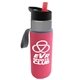 a smoke bottle & red lid & hot pink insulator the wave - 24 oz tritan(tm) bottle with flip straw lid and insulator caddy